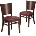thumbnail image 1 of Flash Furniture 2 Pack Lacey Series Solid Back Walnut Wood Restaurant Chair - Burgundy Vinyl Seat, 1 of 8