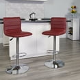 thumbnail image 1 of Flash Furniture 2 Pack Modern Burgundy Vinyl Adjustable Bar Stool with Back, Counter Height Swivel Stool with Chrome Pedestal Base, 1 of 15