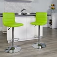 thumbnail image 1 of Flash Furniture 2 Pack Modern Green Vinyl Adjustable Bar Stool with Back, Counter Height Swivel Stool with Chrome Pedestal Base, 1 of 15