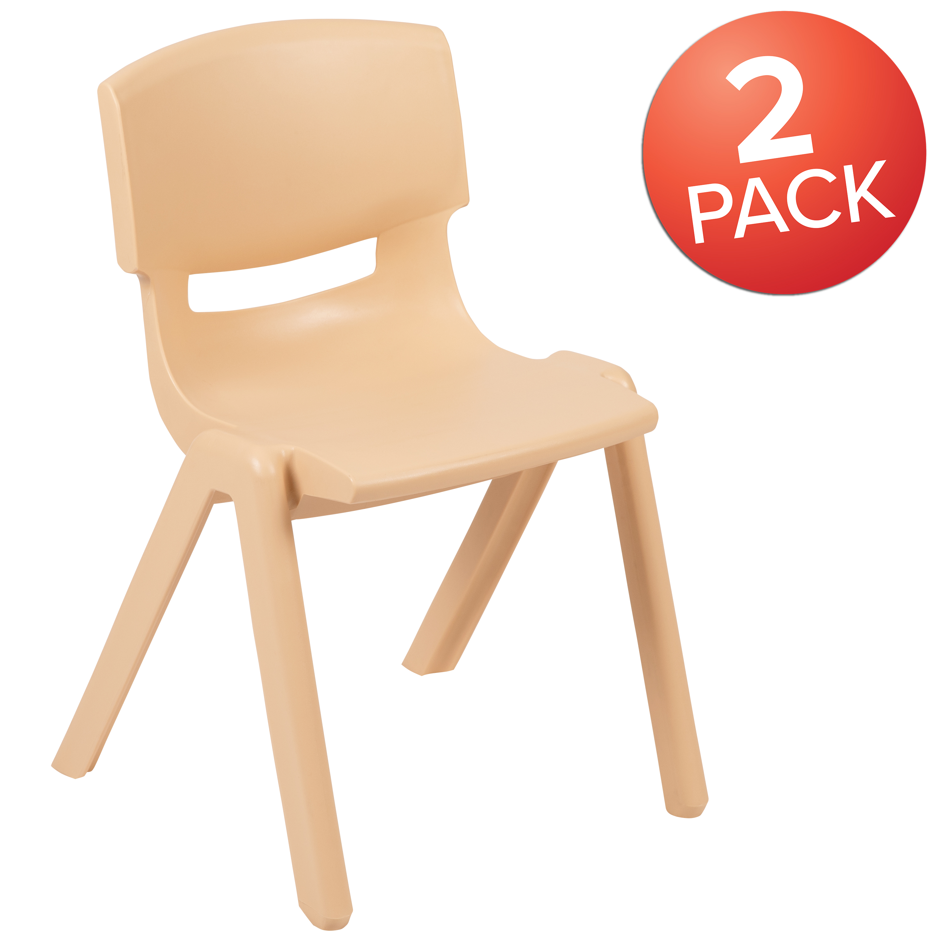 Flash Furniture 2 Pack Natural Plastic Stackable School Chair with 13.25" Seat Height - image 1 of 13