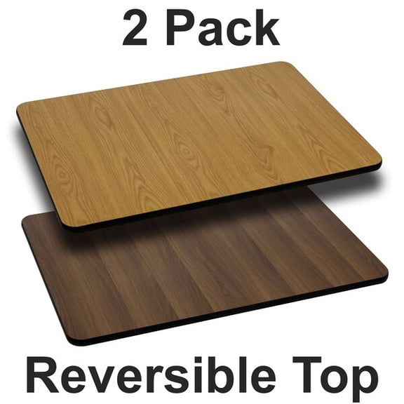 Flash Furniture 2 Pk. 30'' x 42'' Rectangular Table Top with Natural or Walnut Reversible Laminate Top