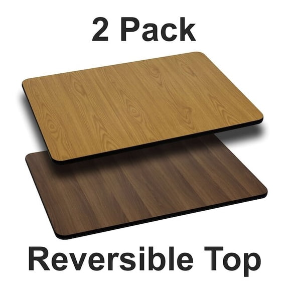Flash Furniture 2 Pk. 30'' x 42'' Rectangular Table Top with Natural or Walnut Reversible Laminate Top