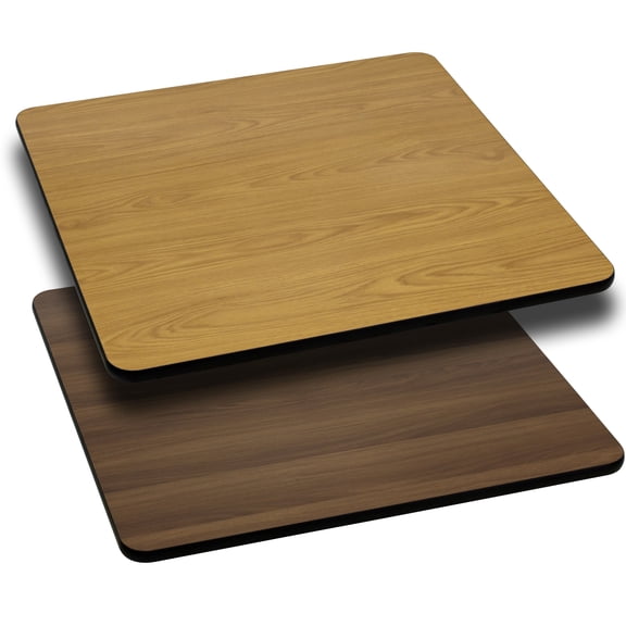 Flash Furniture 2 Pk. 42'' Square Table Top with Natural or Walnut Reversible Laminate Top