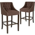 thumbnail image 1 of Flash Furniture 2 Pk. Carmel Series 30" High Transitional Tufted Walnut Barstool with Accent Nail Trim in Brown Fabric, 1 of 8
