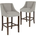 thumbnail image 1 of Flash Furniture 2 Pk. Carmel Series 30" High Transitional Walnut Barstool with Accent Nail Trim in Light Gray Fabric, 1 of 14
