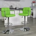 thumbnail image 1 of Flash Furniture 2 Pk. Contemporary Green Quilted Vinyl Adjustable Height Barstool with Arms and Chrome Base, 1 of 15