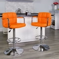 thumbnail image 1 of Flash Furniture 2 Pk. Contemporary Orange Quilted Vinyl Adjustable Height Barstool with Arms and Chrome Base, 1 of 15