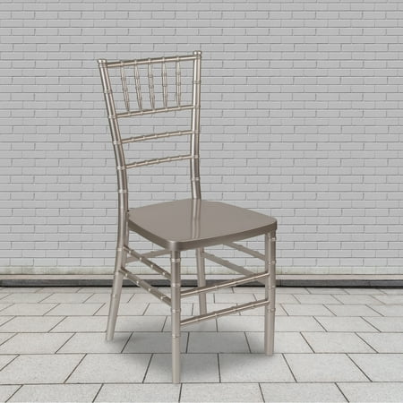Flash Furniture 2 Pk. HERCULES PREMIUM Series Pewter Resin Stacking Chiavari Chair