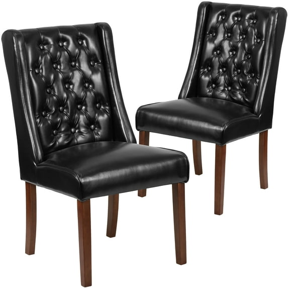 Flash Furniture 2 Pk. HERCULES Preston Series Black LeatherSoft Tufted Parsons Chair