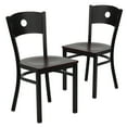 thumbnail image 1 of Flash Furniture 2 Pk. HERCULES Series Black Circle Back Metal Restaurant Chair - Mahogany Wood Seat, 1 of 8