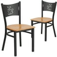 thumbnail image 1 of Flash Furniture 2 Pk. HERCULES Series Black Coffee Back Metal Restaurant Chair - Natural Wood Seat, 1 of 8