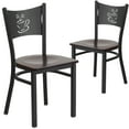 thumbnail image 1 of Flash Furniture 2 Pk. HERCULES Series Black Coffee Back Metal Restaurant Chair - Walnut Wood Seat, 1 of 8