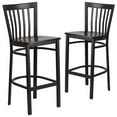 thumbnail image 1 of Flash Furniture 2 Pk. HERCULES Series Black School House Back Metal Restaurant Barstool - Walnut Wood Seat, 1 of 8