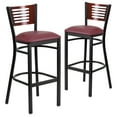 thumbnail image 1 of Flash Furniture 2 Pk. HERCULES Series Black Slat Back Metal Restaurant Barstool - Mahogany Wood Back, Burgundy Vinyl Seat, 1 of 8