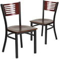 thumbnail image 1 of Flash Furniture 2 Pk. HERCULES Series Black Slat Back Metal Restaurant Chair - Mahogany Wood Back & Seat, 1 of 8