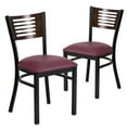 thumbnail image 1 of Flash Furniture 2 Pk. HERCULES Series Black Slat Back Metal Restaurant Chair - Walnut Wood Back, Burgundy Vinyl Seat, 1 of 8