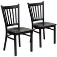thumbnail image 1 of Flash Furniture 2 Pk. HERCULES Series Black Vertical Back Metal Restaurant Chair - Mahogany Wood Seat, 1 of 14