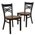 thumbnail image 1 of Flash Furniture 2 Pk. HERCULES Series Black ''X'' Back Metal Restaurant Chair - Cherry Wood Seat, 1 of 8