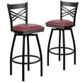 thumbnail image 1 of Flash Furniture 2 Pk. HERCULES Series Black ''X'' Back Swivel Metal Barstool - Burgundy Vinyl Seat, 1 of 8