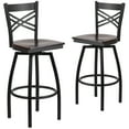 thumbnail image 1 of Flash Furniture 2 Pk. HERCULES Series Black ''X'' Back Swivel Metal Barstool - Walnut Wood Seat, 1 of 8