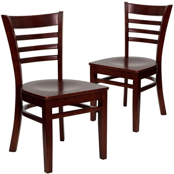 Flash Furniture 2 Pk. HERCULES Series Ladder Back Mahogany Wood Restaurant Chair