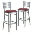 thumbnail image 1 of Flash Furniture 2 Pk. HERCULES Series Silver Slat Back Metal Restaurant Barstool - Burgundy Vinyl Seat, 1 of 8