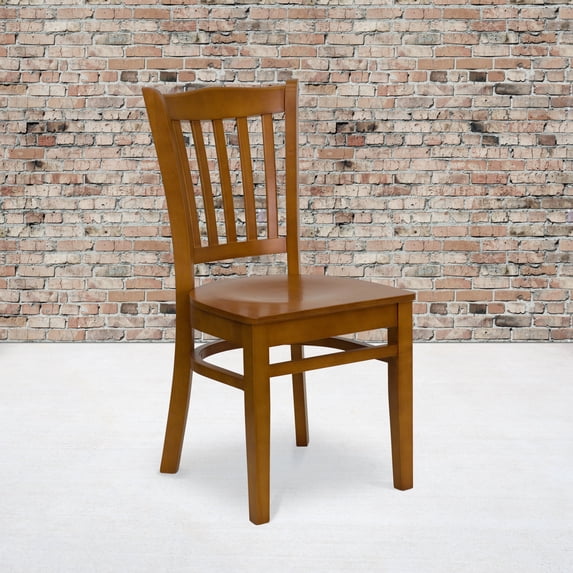 Flash Furniture 2 Pk. HERCULES Series Vertical Slat Back Cherry Wood Restaurant Chair