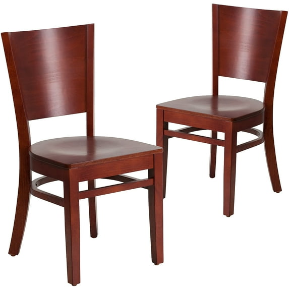 Flash Furniture 2 Pk. Lacey Series Solid Back Mahogany Wood Restaurant Chair