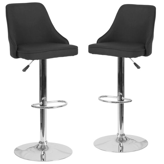 Flash Furniture 2 Pk. Trieste Contemporary Adjustable Height Barstool in Black Fabric