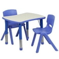 thumbnail image 1 of Flash Furniture 21.875''W x 26.625''L Rectangular Blue Plastic Height Adjustable Activity Table Set with 2 Chairs, 1 of 2