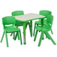 thumbnail image 1 of Flash Furniture 21.875''W x 26.625''L Rectangular Green Plastic Height Adjustable Activity Table Set with 4 Chairs, 1 of 2