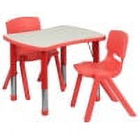 Flash Furniture 21.875''W x 26.625''L Rectangular Red Plastic Height Adjustable Activity Table Set with 2 Chairs - image 1 of 2