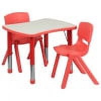Flash Furniture 21.875''W x 26.625''L Rectangular Red Plastic Height Adjustable Activity Table Set with 2 Chairs