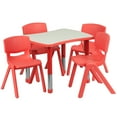 thumbnail image 1 of Flash Furniture 21.875''W x 26.625''L Rectangular Red Plastic Height Adjustable Activity Table Set with 4 Chairs, 1 of 2