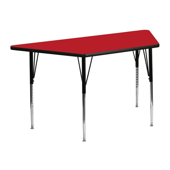 Flash Furniture 22.5''W x 45''L Trapezoid Red HP Laminate Activity Table - Standard Height Adjustable Legs