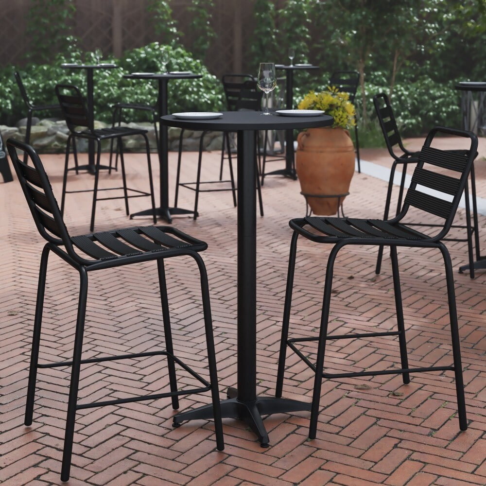 Flash Furniture 23.25" Round Aluminum IndoorOutdoor Bar Height Table