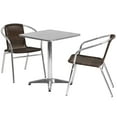 thumbnail image 1 of Flash Furniture 23.5'' Square Aluminum Indoor-Outdoor Table Set with 2 Dark Brown Rattan Chairs, 1 of 5