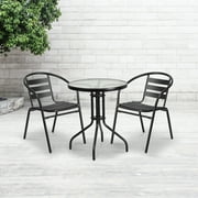 Flash Furniture 23.75'' Round Tempered Glass Metal Table