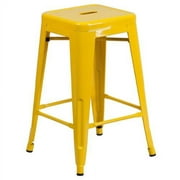 Flash Furniture 24" High Backless Metal Indoor-Outdoor Counter Height Stool w/Square Seat Yellow