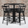 thumbnail image 1 of Flash Furniture 24'' Round Black Laminate Table Set with X-Base and 4 Two-Slat Ladder Back Metal Barstools - Black Vinyl Seat, 1 of 3