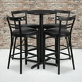 thumbnail image 1 of Flash Furniture 24'' Round Black Laminate Table Set with X-Base and 4 Two-Slat Ladder Back Metal Barstools - Black Vinyl Seat, 1 of 3