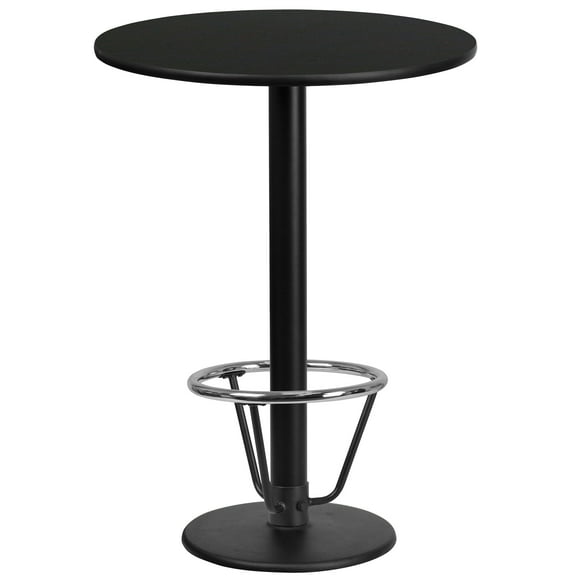 Flash Furniture 24'' Round Black Laminate Table Top with 18'' Round Bar Height Table Base and Foot Ring
