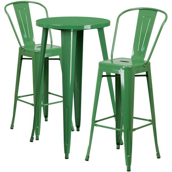 Flash Furniture 24" Round Metal Indoor-Outdoor Bar Table Set with 2 Cafe Barstools, Multiple Colors