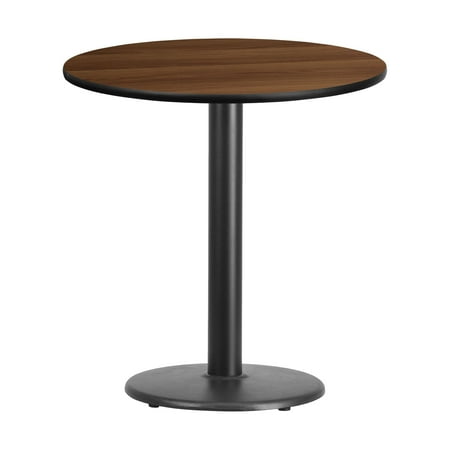 Flash Furniture 24'' Round Walnut Laminate Table Top with 18'' Round Table Height Base