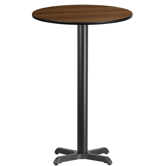 Flash Furniture 24'' Round Walnut Laminate Table Top with 22'' x 22'' Bar Height Table Base