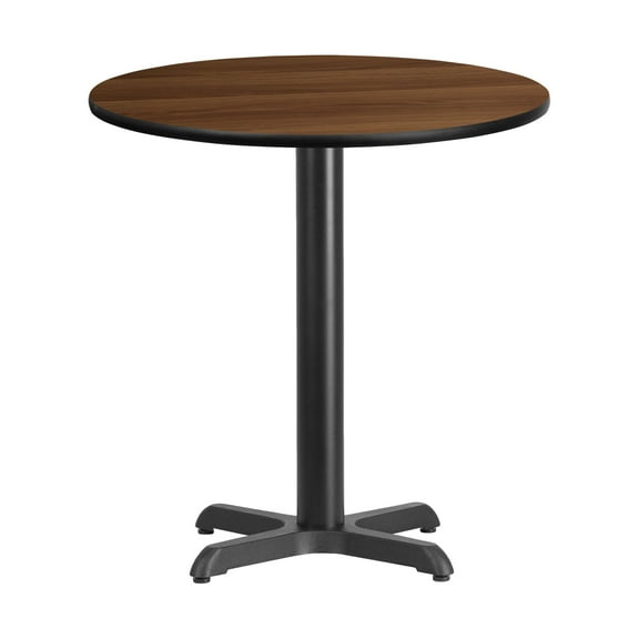Flash Furniture 24'' Round Walnut Laminate Table Top with 22'' x 22'' Table Height Base