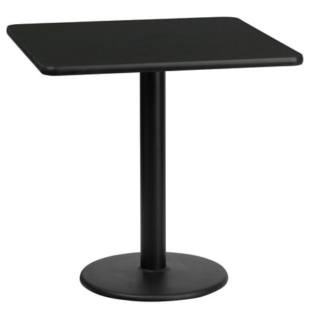 Flash Furniture 24'' Square Black Laminate Table Top with 18'' Round Table Height Base