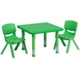 thumbnail image 1 of Flash Furniture 24'' Square Green Plastic Height Adjustable Activity Table Set with 2 Chairs, 1 of 3