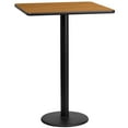 thumbnail image 1 of Flash Furniture 24'' Square Natural Laminate Table Top with 18'' Round Bar Height Table Base, 1 of 3