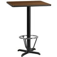 thumbnail image 1 of Flash Furniture 24'' Square Walnut Laminate Table Top with 22'' x 22'' Bar Height Table Base and Foot Ring, 1 of 2
